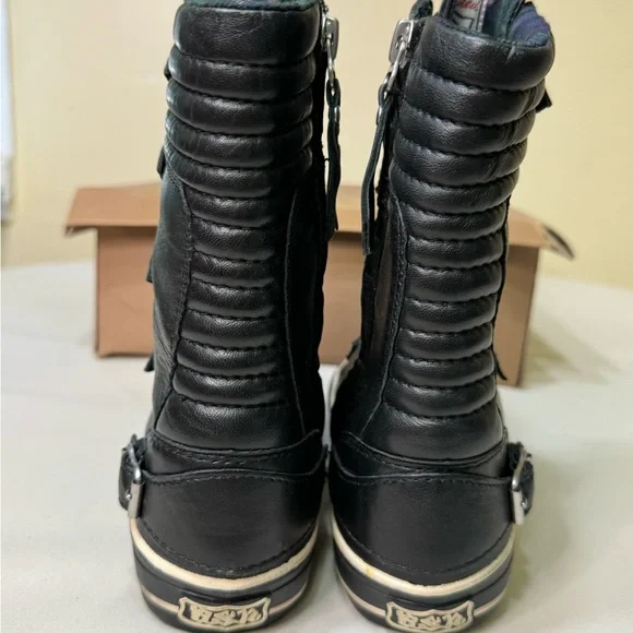 Ash Volcano Super High Top Buckle Sneaker in Black Leather in Size 6 NWT - Picture 5 of 16